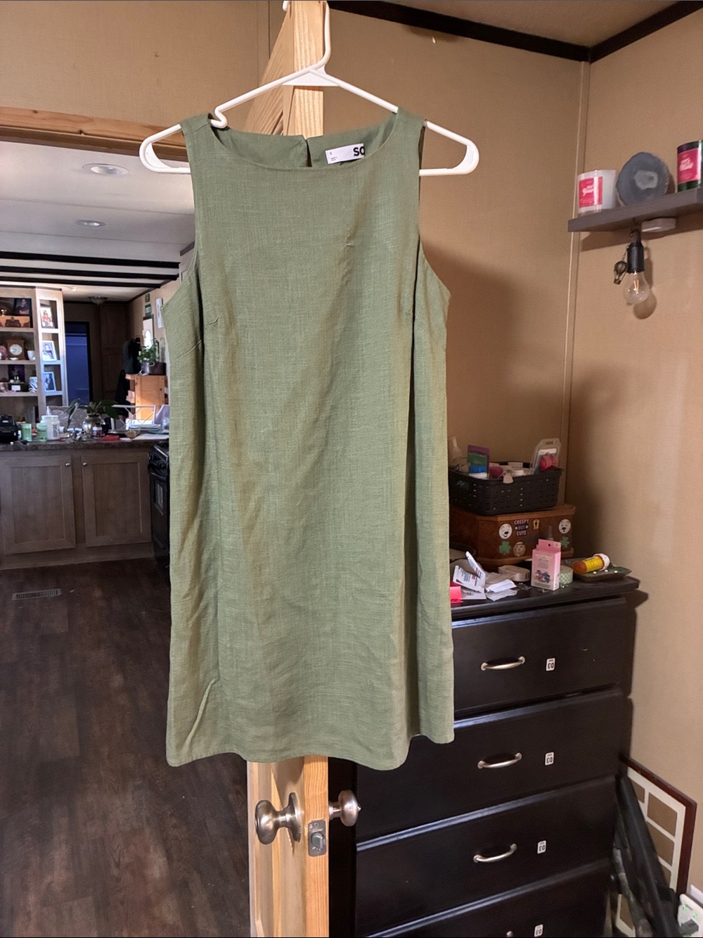 Soho Apparel Olive Green Sleeveless Shift Dress